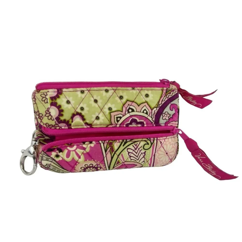 Vera Bradley 5.5 inch Zippered Keychain Wallet Pink Paisley Pattern